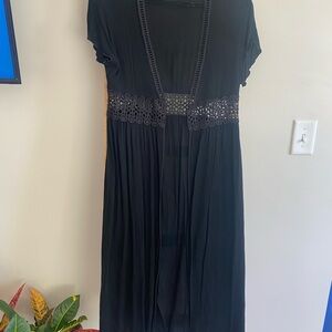 Lavender Field Black Dress with Lace Detail